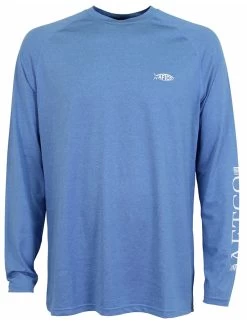 Aftco Yurei Performance Long Sleeve Shirt - Nautical Blue Heather - M