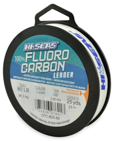 Hi-Seas Fluorocarbon Leader 25 Yd. Spool CFC-B25-80 1 Hi-Seas Fluorocarbon Leader 25 Yd. Spool CFC-B25-80