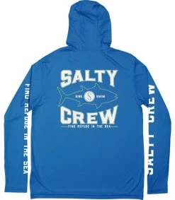 Salty Crew Tight Lines Hooded Sunshirt - Royal - Small